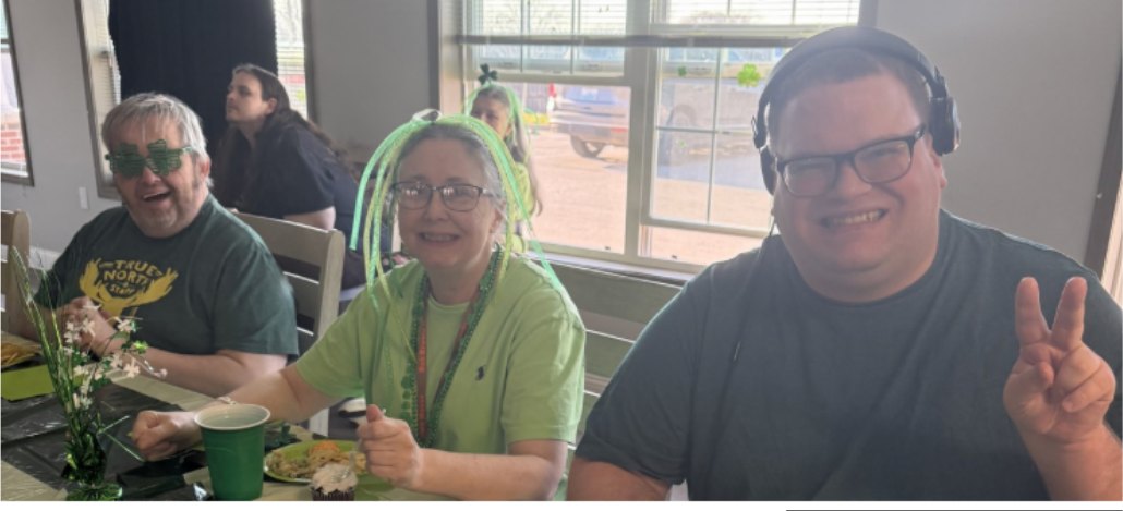 Bob Brown House residents enjoying a meal together